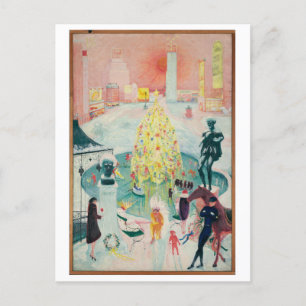 Cartão Postal De Festividades Pintura de Natal Art Deco de Florine Stettheimer
