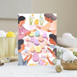 Cartão Postal De Festividades Pintura de Ovo de Páscoa | Páscoa em Aquarela Feit