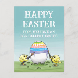 Cartão Postal De Festividades Pintura de ovos de Páscoa por galinhas