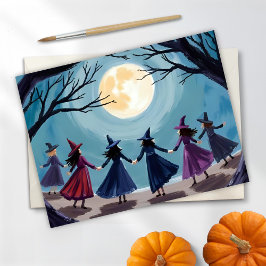 Cartão Postal De Festividades Pintura do Bruxo Seance Halloween