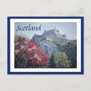 Cartão Postal De Festividades Pintura do Castelo de Edinburgh Scotland por Pola.