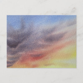 Cartão Postal De Festividades Pintura em aquarela do céu ao pôr do sol