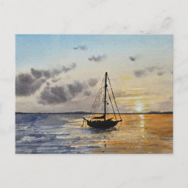 Cartão Postal De Festividades Pintura em aquarela do céu ao pôr do sol