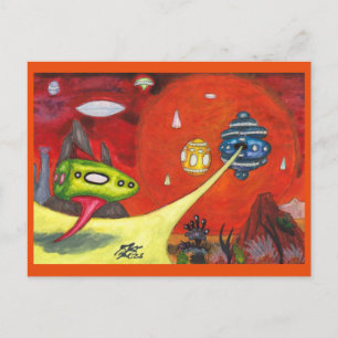 Cartão Postal De Festividades Pintura em Aquarela Ficção Científica Arte de Dime