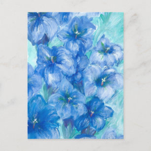 Cartão Postal De Festividades Pintura em flor selvagem azul