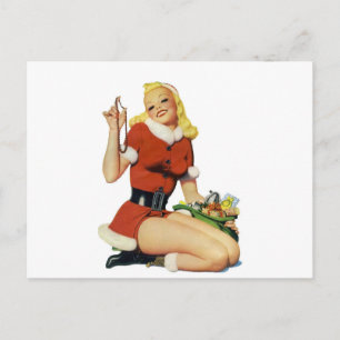 Cartão Postal De Festividades Pinup de Natal