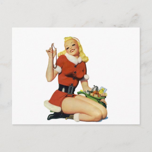 Cartão Postal De Festividades Pinup de Natal (Frente)
