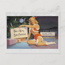 Cartão Postal De Festividades Pinup retro do Natal