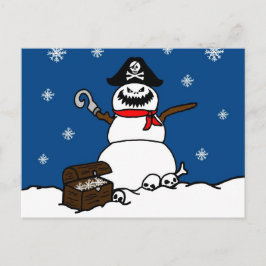 Cartão Postal De Festividades Pirata de Natal Snowman