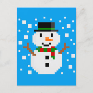 Cartão Postal De Festividades Pixel Art SNOWMAN