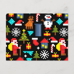Cartão Postal De Festividades Pixel Natal
