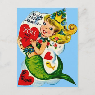 Cartão Postal De Festividades Placa de Namorados de Mermaid Cuja Vintage Retro C