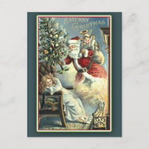 Cartão Postal De Festividades Placa de Natais vintages para crianças e Papais no