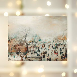 Cartão Postal De Festividades Placa de natais vintages Patinação no gelo no la