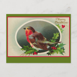Cartão Postal De Festividades Placa de Natais vintages Robin Redbreast