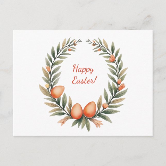 Cartão Postal De Festividades Placa de páscoa em cores pastel suave (Frente)