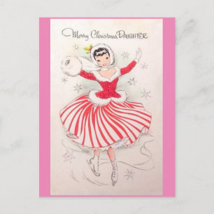 Cartão Postal De Festividades Placa de Pele de Gelo natal vintage para Filha