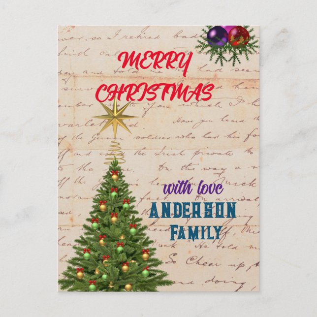 Cartão Postal De Festividades Placa de POSTO CHRISMAS DE ELEGÂNCIA MÁGICA ENCHAN (Frente)