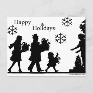 Cartão Postal De Festividades Placa de Posto Floco de Neve Feliz Feriados
