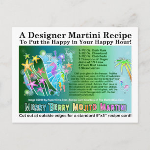 Cartão Postal De Festividades Placa de receita da Feliz tropical Berry Mojito Ma