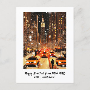 Cartão Postal De Festividades Placa Manhattan de Feliz ano novo Personalizado