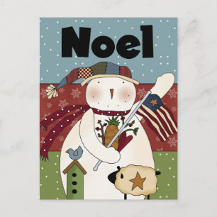 Cartão Postal De Festividades Placa Noel Snowman