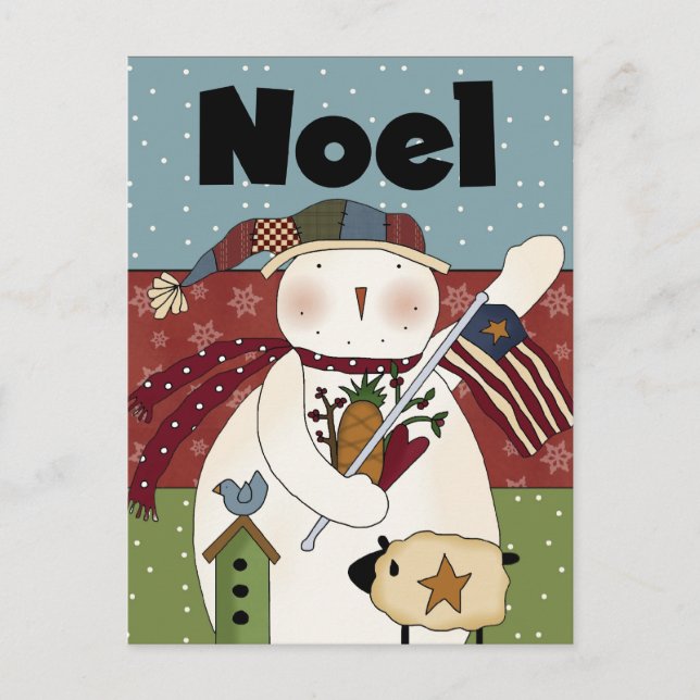 Cartão Postal De Festividades Placa Noel Snowman (Frente)
