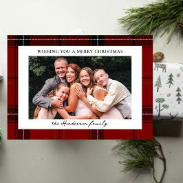 Cartão Postal De Festividades Plaid Vermelho Personalizado Foto Horizontal de Na