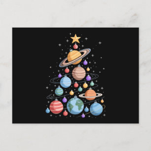 Cartão Postal De Festividades Planetas do Sistema Solar Árvore de Natal Espaço F
