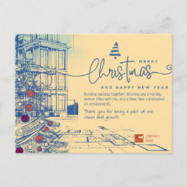 Cartão Postal De Festividades Plano Elegante de Natal e Arquitetura 