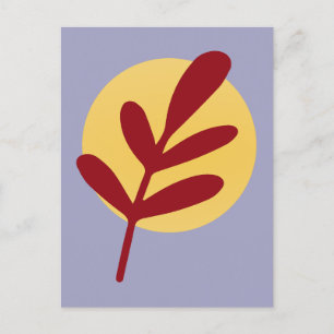 Cartão Postal De Festividades Planta Vermelha Sol Amarelo