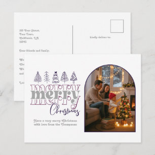Cartão Postal De Festividades Plum & Silver Cozy Arch Foto Feliz Natal