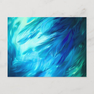 Cartão Postal De Festividades Pluma Abstrata Azul Verde