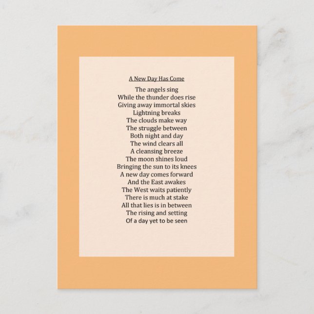 Cartão Postal De Festividades Poema original da natureza (Frente)