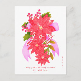 Cartão Postal De Festividades Poinsétia de Natal Branca Joy