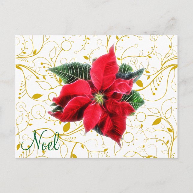 Cartão Postal De Festividades Poinsétia de Noel (Frente)
