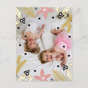 Cartão Postal De Festividades Poinsétia Rosa Holly Jolly   Cartão de Férias de F