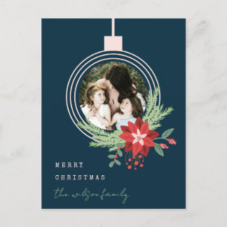 Cartão Postal De Festividades Poinsettia de Fotografia do Enfeites de natal Rosa