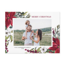 Poinsettias e Fir deixam uma feliz foto de Natal