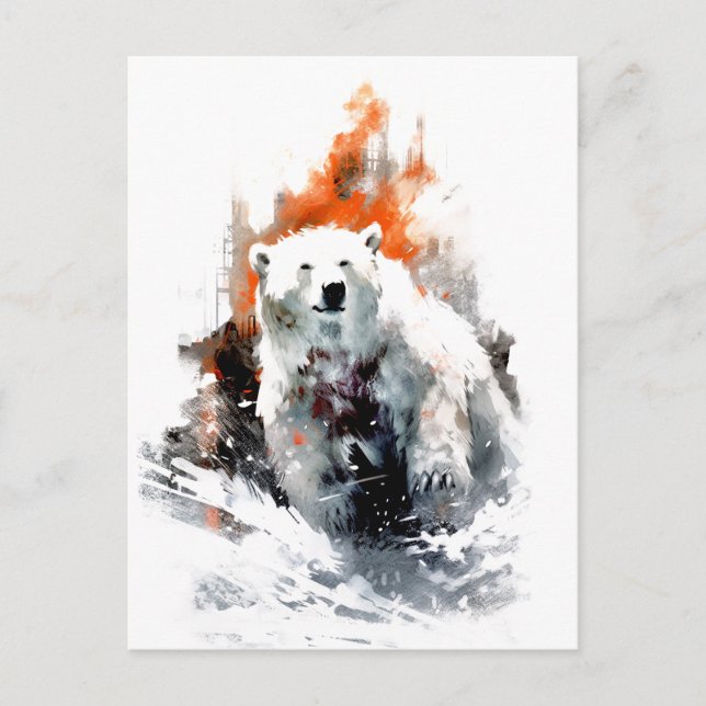 Cartão Postal De Festividades Polar Bear - Animal Selvagem Americano (Frente)