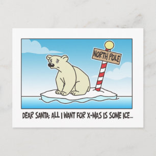 Cartão Postal De Festividades Polar Bear Ice Natal