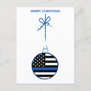 Cartão Postal De Festividades Polícia de Polícia de Natal da Linha Azul Thin