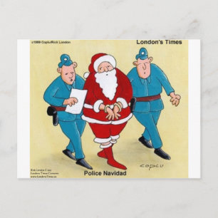 Cartão Postal De Festividades Polícia Navidad Engraçada Papais noeis de Natal 