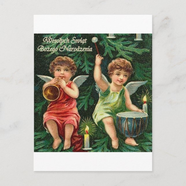 CARTÃO POSTAL DE FESTIVIDADES POLISH MERRY CHRISTMAS WESOLYCH SWIAT (Frente)