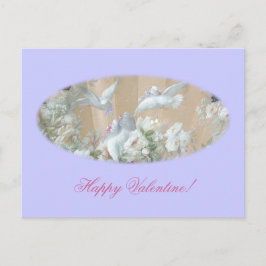 Cartão Postal De Festividades pombos e rosas