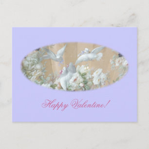 Cartão Postal De Festividades pombos e rosas