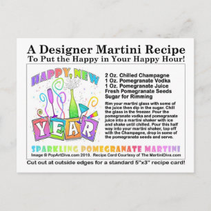 Cartão Postal De Festividades Pomegranato Martini Receita Po de Pomegranato de A