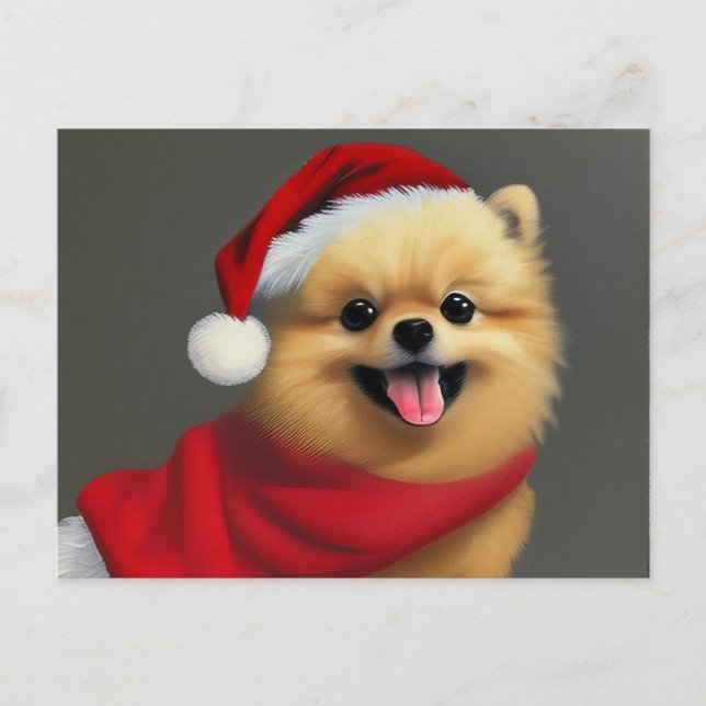Cartão Postal De Festividades Pomeraniano castanho-bonito Vestindo um chapéu de  (Frente)
