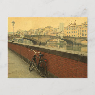 Cartão Postal De Festividades Ponte antiga em Florença, Itália. Foto da Vintage
