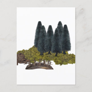 Cartão Postal De Festividades Ponte de madeira na floresta montanhosa